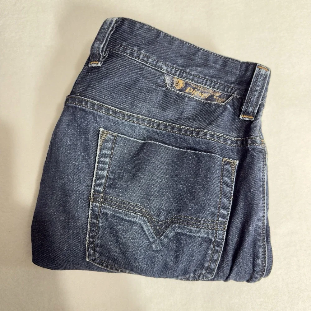 Diesel SAFADO Jeans Mens 30x28 Blue Dark Wash Regular Slim Straight Whiskered‎